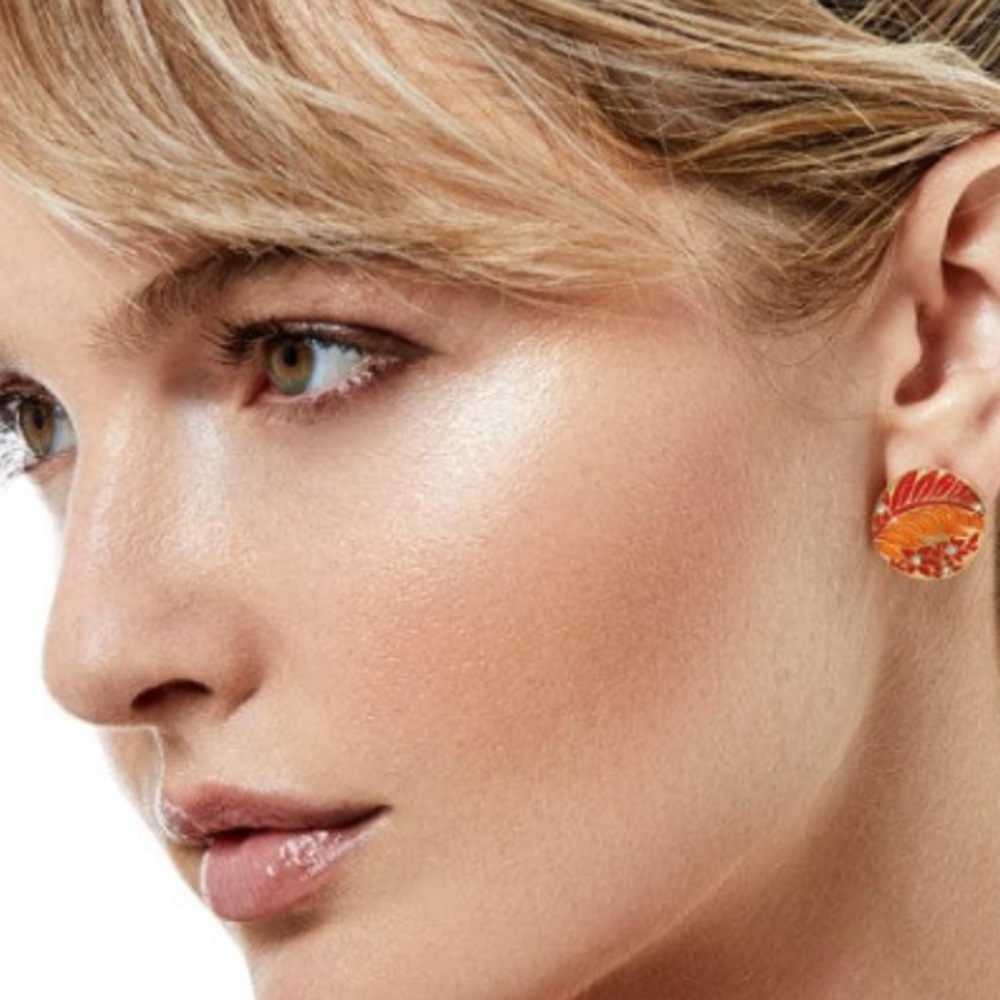 Brighton Terra Topical Red and Gold Leaf Pattern Earrings